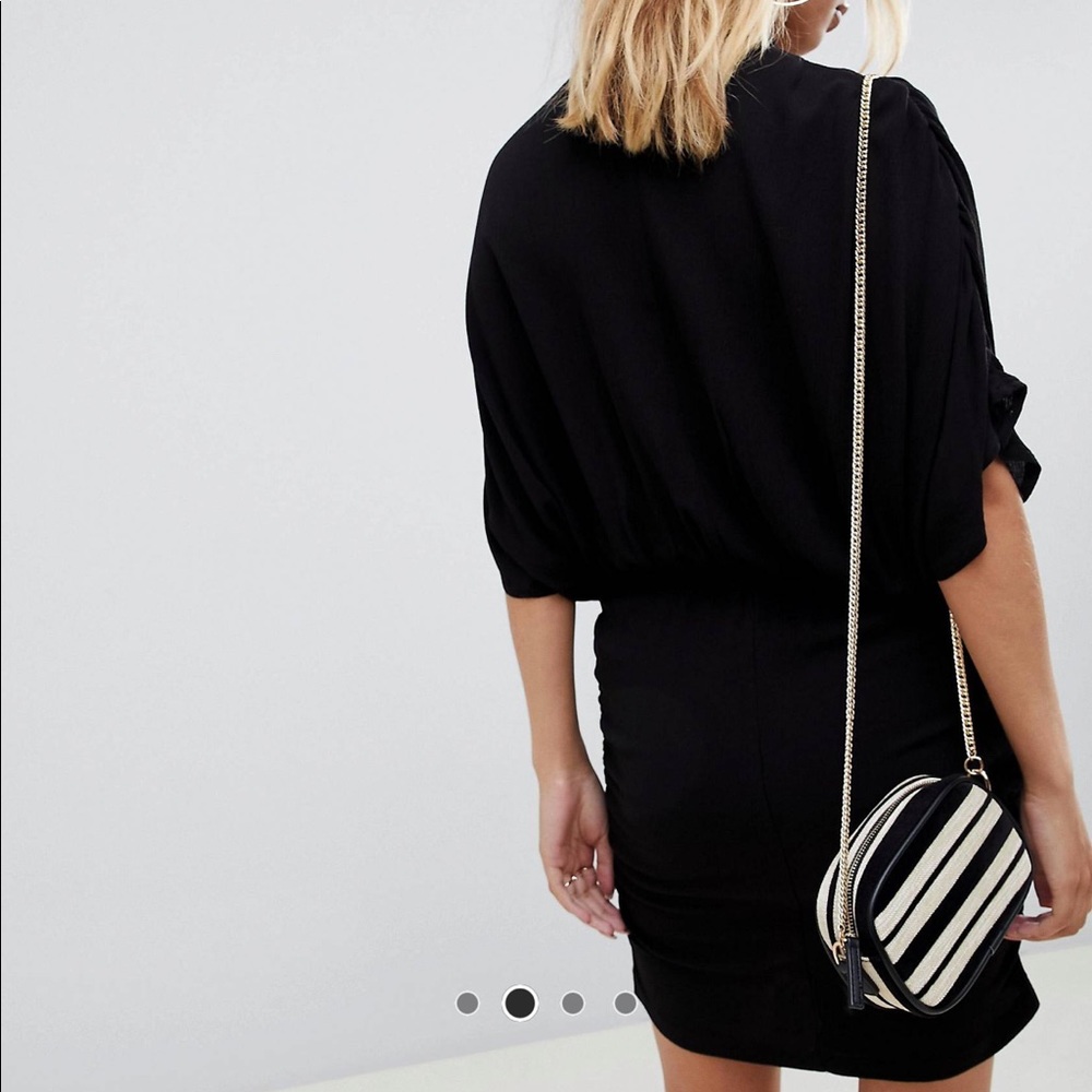 🆕 ASOS Design Ruched Mini Dress w/ Neck Tie SIZE 8 - Picture 2 of 4